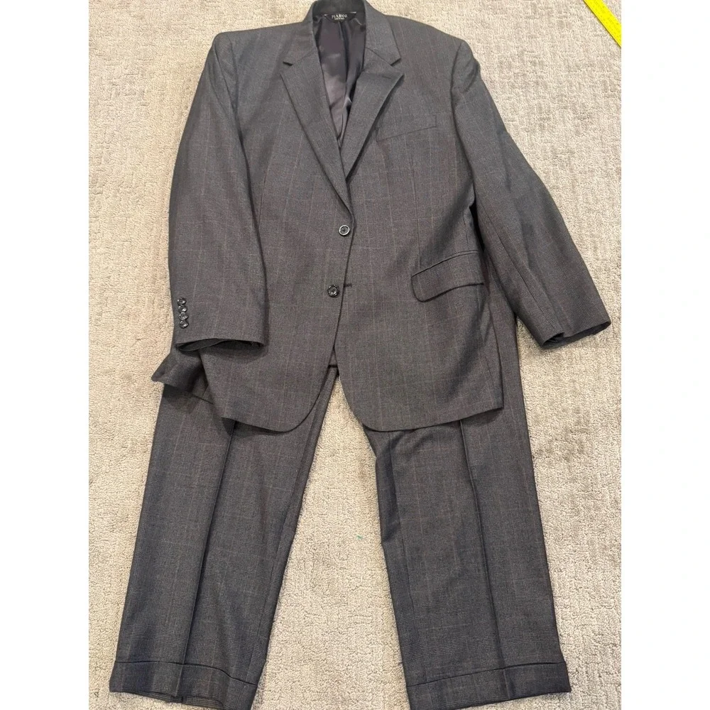 JOS. A. BANK Glen Plaid Wool Cashmere 2 Pc Suit Men's Size 46R, 40X32 With Room